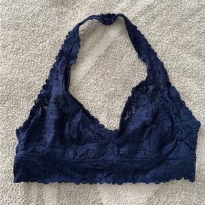 aerie Navy Lace Halter Bralette